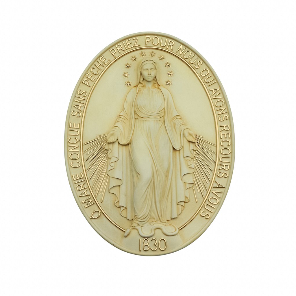 Medalha Milagrosa 23 cm (par) Marfim com Dourado
