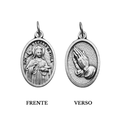 Medalha Santa Teresa de Ávila e Mãos - Italiana