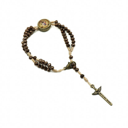 Pulseira Terço São Miguel Arcanjo Cristal marrom