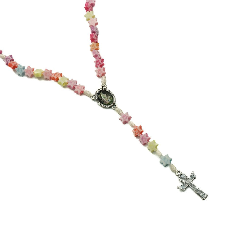 Terço Infantil Estrelinha e Medalha Anjo da Guarda