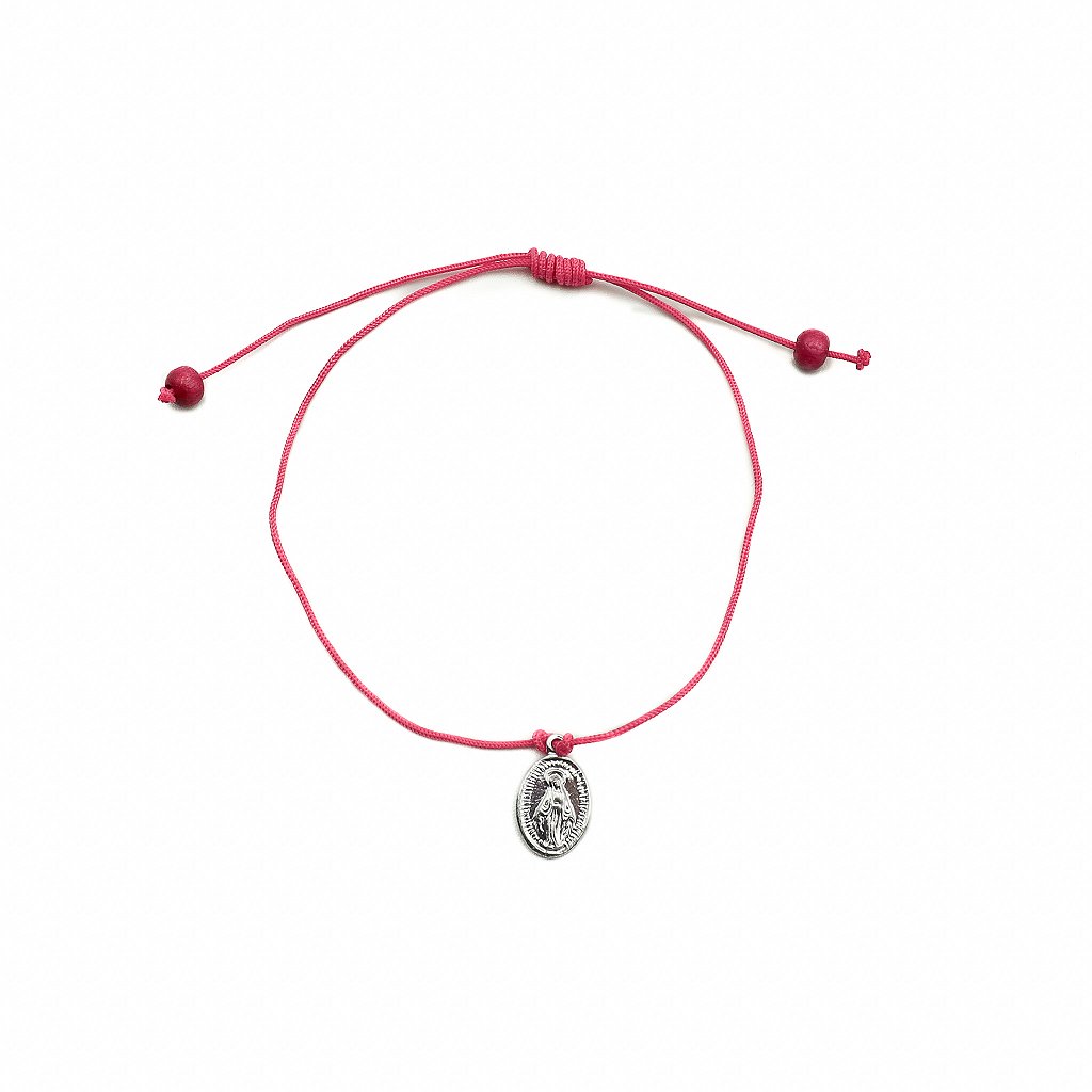 Pulseira regulável fio fino pink Nossa Senhora das Graças