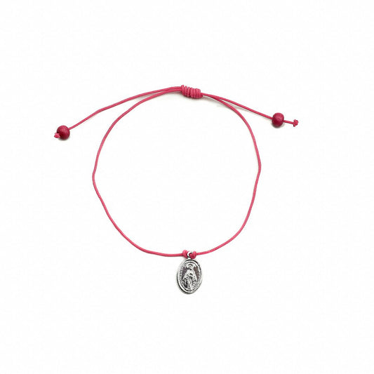 Pulseira regulável fio fino pink Nossa Senhora das Graças