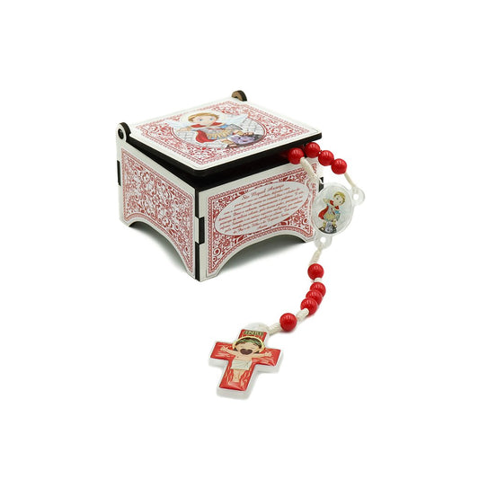 Terço Caixa Infantil com Triangulo e Cruz de Acrílico - São Miguel