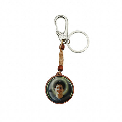 Chaveiro Madeira Mosquetão 8 mm - Carlo Acutis