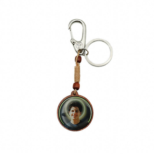 Chaveiro Madeira Mosquetão 8 mm - Carlo Acutis