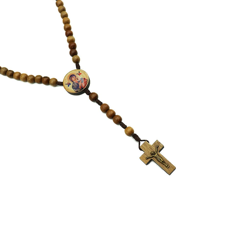 Terço 8mm madeira - Nossa Senhora do Perpetuo Socorro