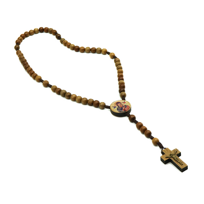 Terço 8mm madeira - Nossa Senhora do Perpetuo Socorro