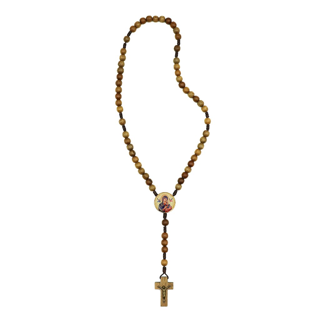 Terço 8mm madeira - Nossa Senhora do Perpetuo Socorro