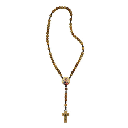 Terço 8mm madeira - Nossa Senhora do Perpetuo Socorro