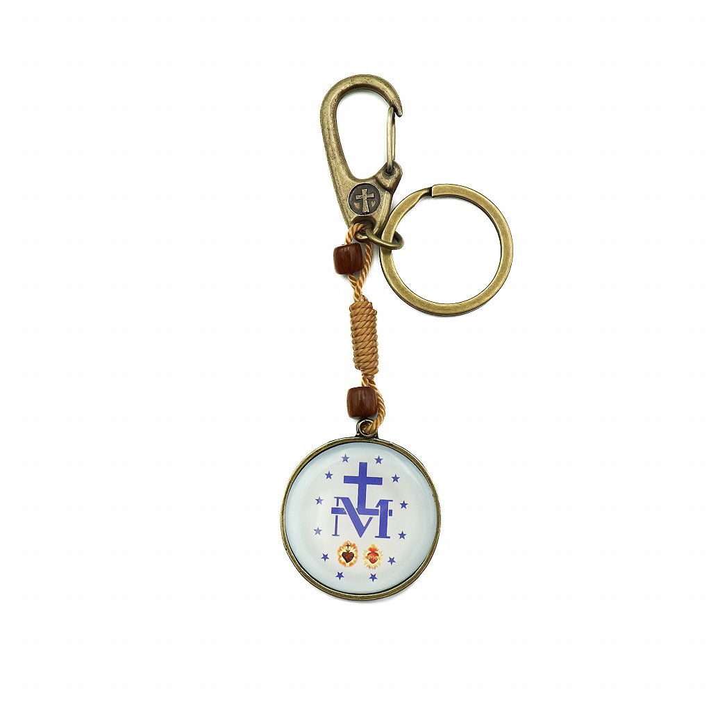 Chaveiro Redondo Mosquetão e Argola Nossa Senhora Das Graças