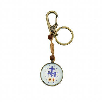 Chaveiro Redondo Mosquetão e Argola Nossa Senhora Das Graças