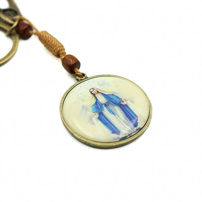 Chaveiro Redondo Mosquetão e Argola Nossa Senhora Das Graças