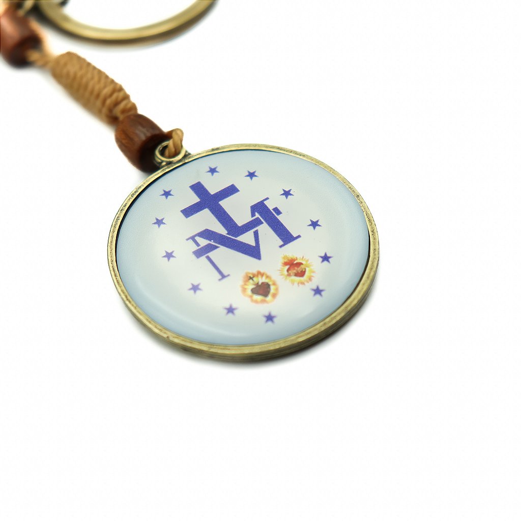 Chaveiro Redondo Mosquetão e Argola Nossa Senhora Das Graças