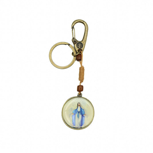 Chaveiro Redondo Mosquetão e Argola Nossa Senhora Das Graças