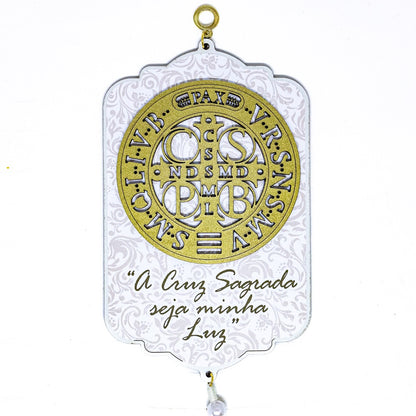 Adorno de Porta São Bento Dourado 3D Retangular