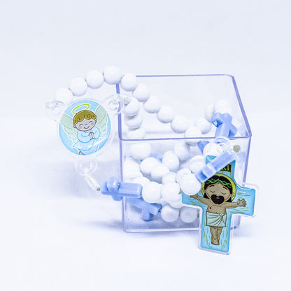 Terço Infantil Com Caixa Acrílica - Anjo Azul