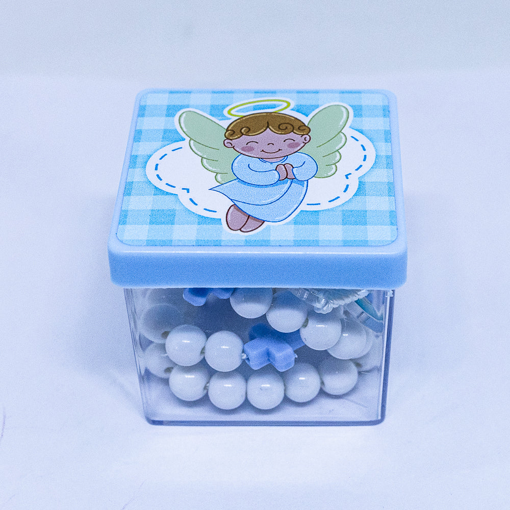 Terço Infantil Com Caixa Acrílica - Anjo Azul