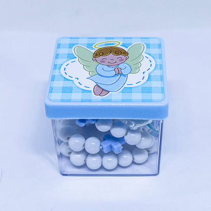 Terço Infantil Com Caixa Acrílica - Anjo Azul