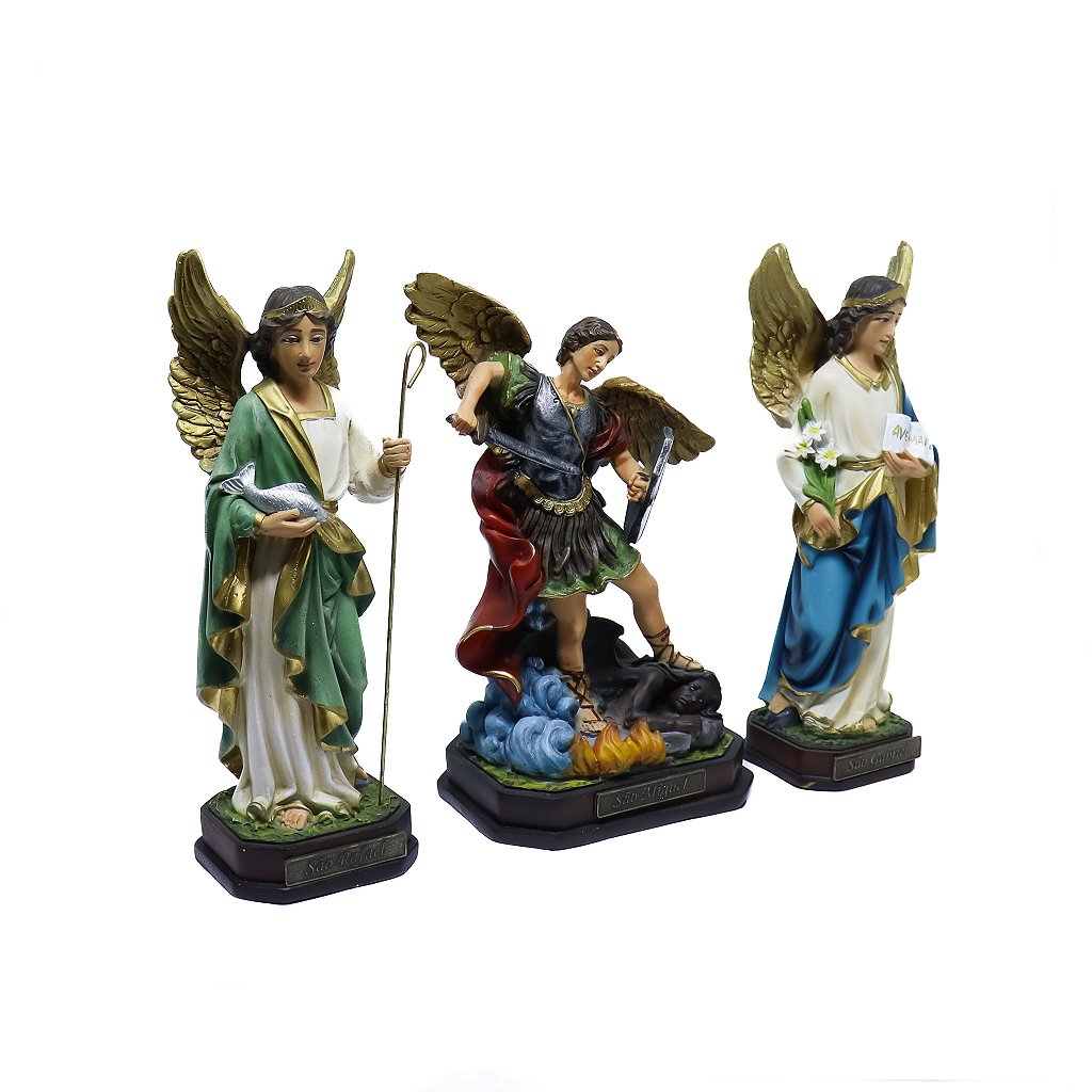 Imagem Conjunto 3 Arcanjos 20cm Resina Colorido