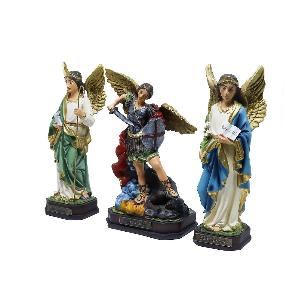 Imagem Conjunto 3 Arcanjos 20cm Resina Colorido