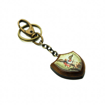 Chaveiro Madeira Escudo São Miguel Resinado