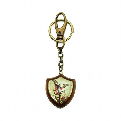 Chaveiro Madeira Escudo São Miguel Resinado