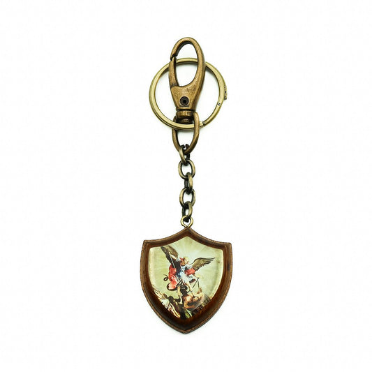 Chaveiro Madeira Escudo São Miguel Resinado