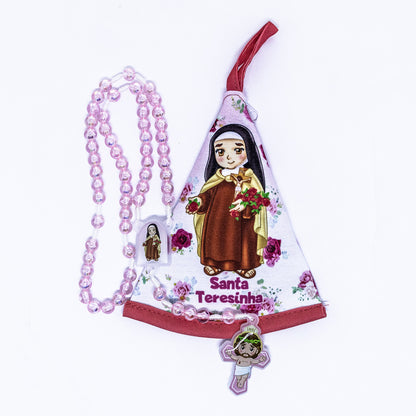Terço Bolsinha Manto Infantil - Santa Teresinha
