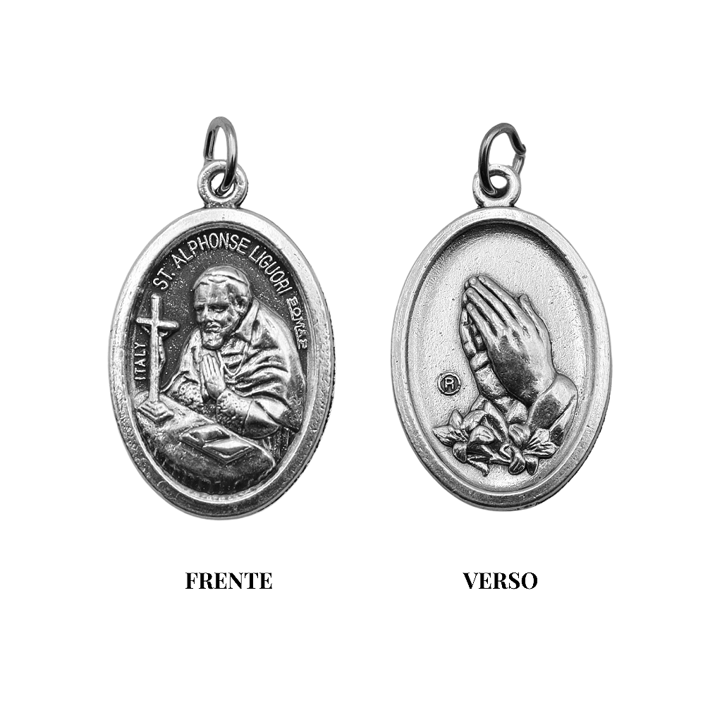 Medalha Santo Afonso de Ligório & Mãos Rezando
