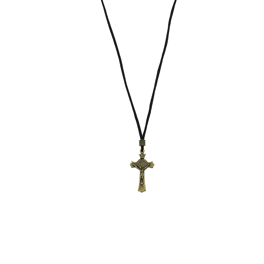 Cordão Com Cruz Metal - Ouro Velho