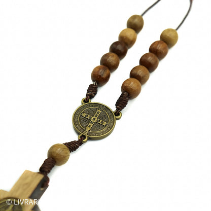 Dezena Carro Imbuia Cruz 4 Canto Triângulo Metal Ouro Velho