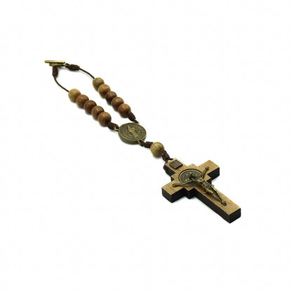 Dezena Carro Imbuia Cruz 4 Canto Triângulo Metal Ouro Velho