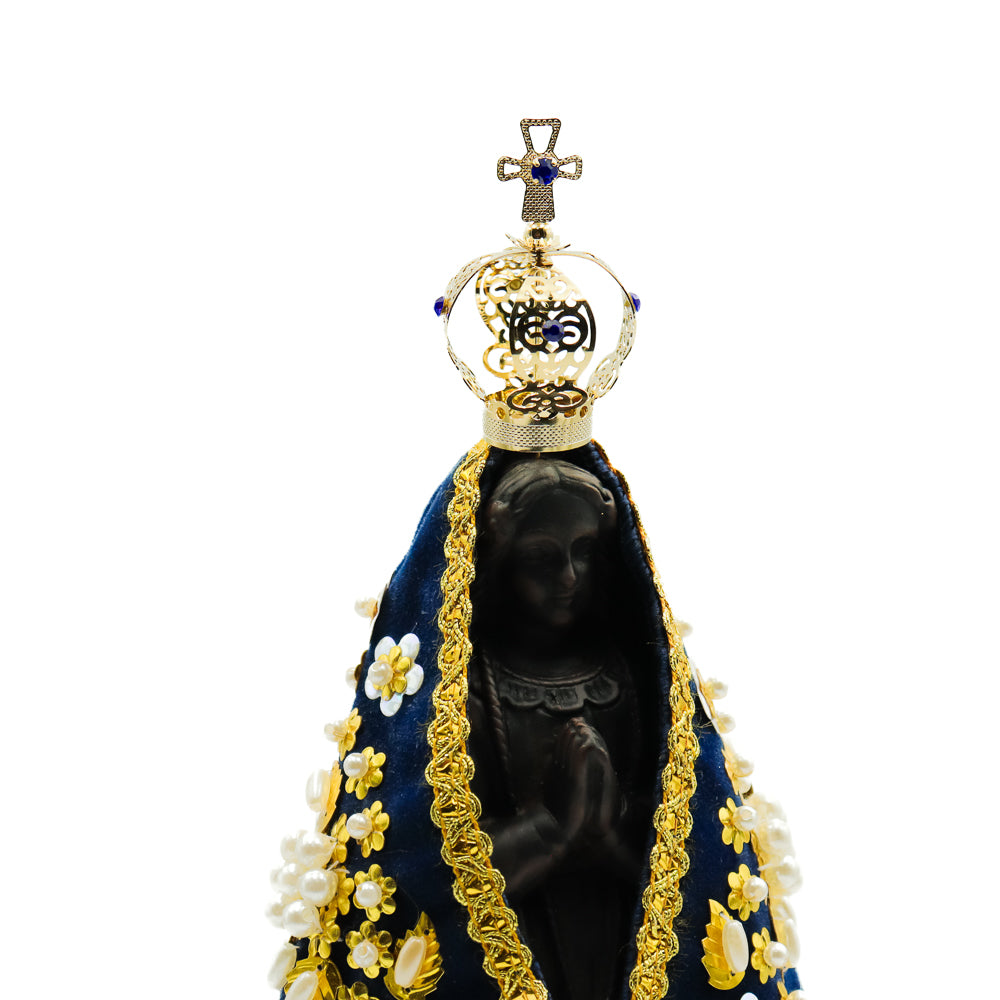 Imagem Nossa Senhora Aparecida 20cm - Pó de mármore com Manto e Coroa