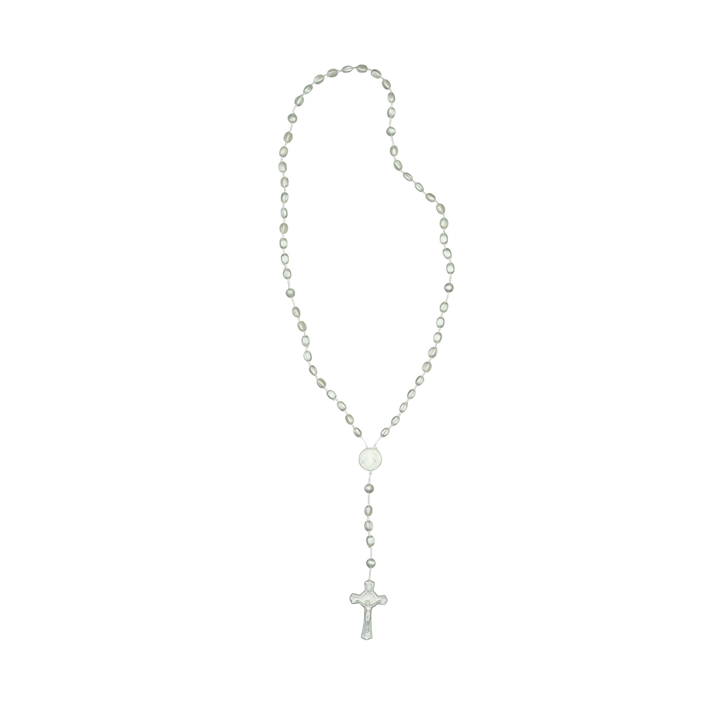 Terço Plástico Perolado - São Bento